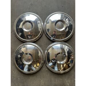 Vintage Antique 1965 Fiat Set Of 4 Wheel Chrome Hubcaps Dog Dish Poverty Caps
